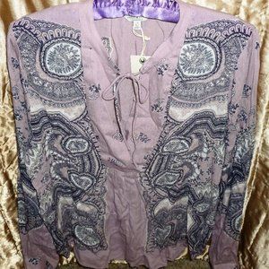 NWT Lucky Brand Purple Paisley Rodeo Blouse